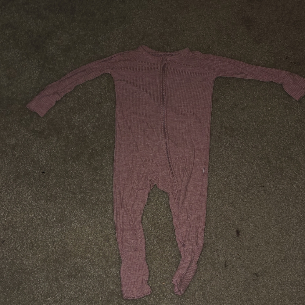 Little Sleepies Heather Mauve Ribbed Zippy 3-6 Month